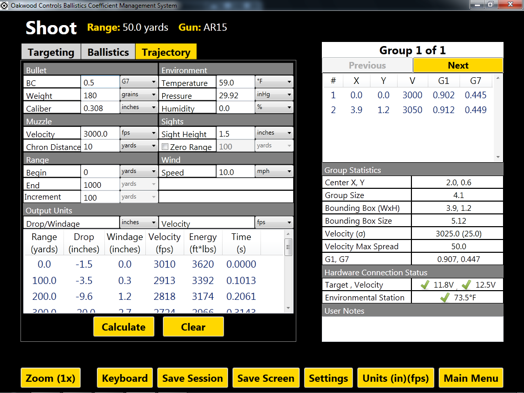 BC measurement system screenshot